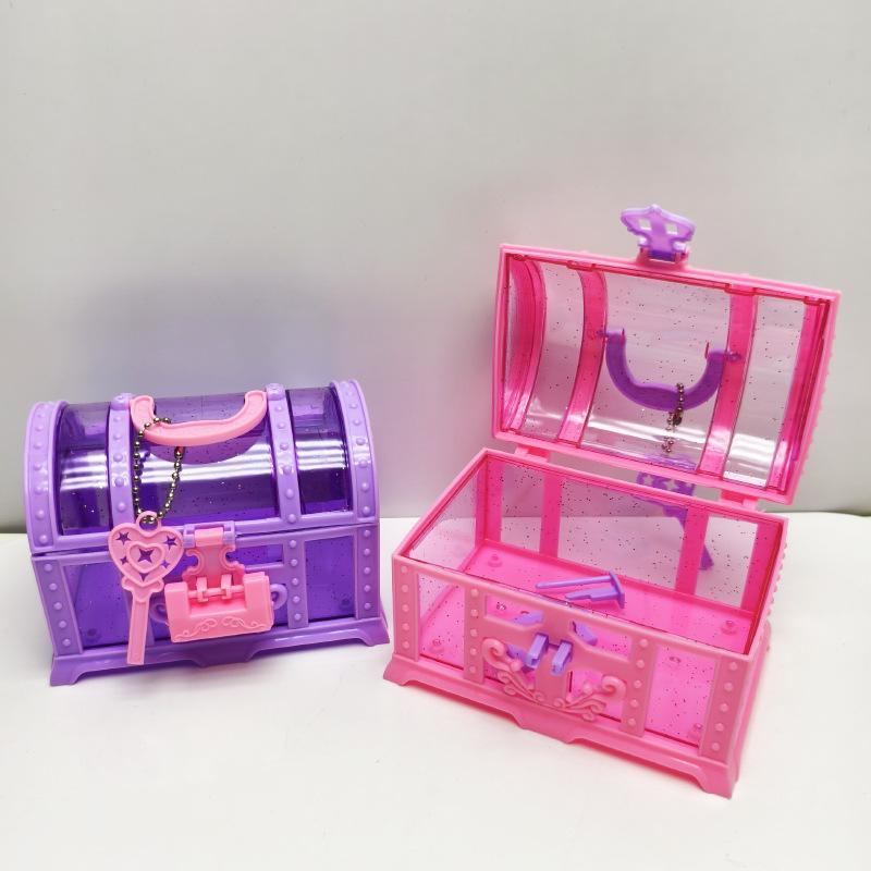 Pink/Purple Cute Makeup Box Plastic Toy Box With Lock Treasure Chest Jewelry Case Decoration Ornament Case Girls Dressing