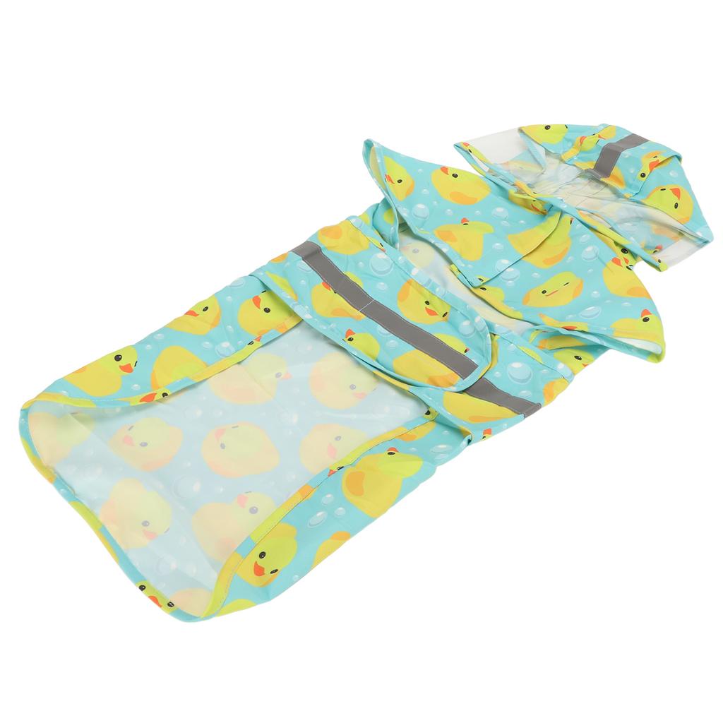 Pet Rain Jacket Duckling Pattern Waterproof Reflective Adjustable 4 Legs Hooded Dog Raincoat for
