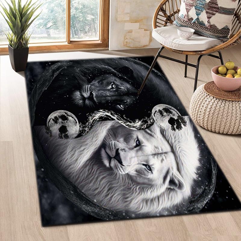 1PC Lion Pattern Printed Carpet Rug for Living Room Bedroom Home Sofa Decoration,Non-slip Floor Mat Floor Mat