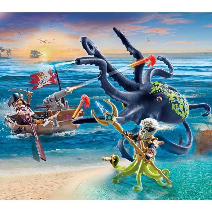Playmobil 71419 pirate avec pieuvre géante, les pirates, 44 pièces, dès 4 ans