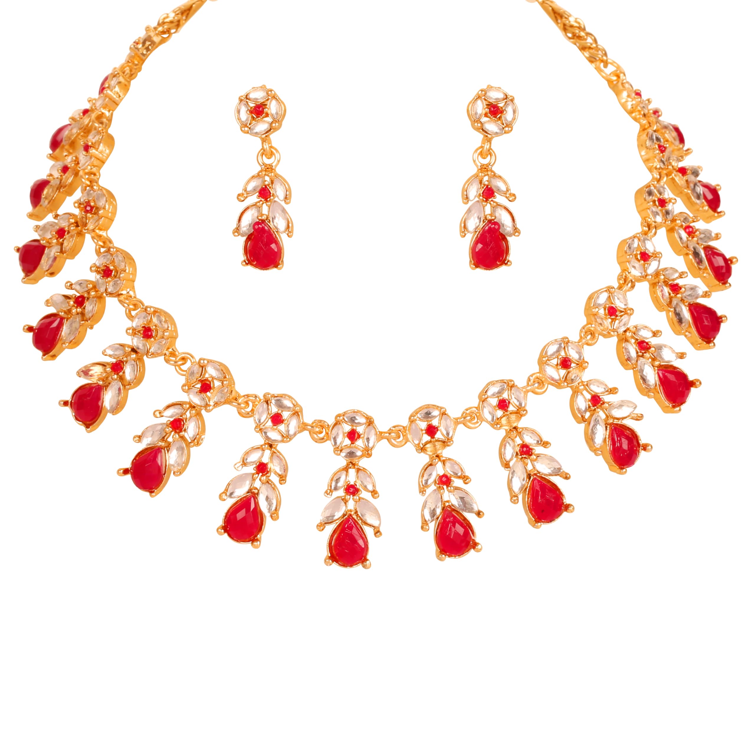 

Sunsoul by Touchstone Indian Bollywood Traditional Handcrafted Hanging Designer Jewelry Necklace Set in Gold Tone for Women. Metal, No Gemstones