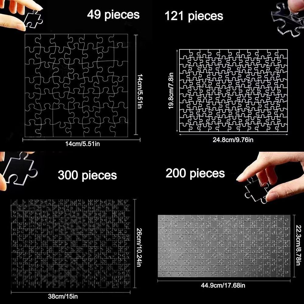 49/121/200/300Pcs Transparent Puzzle Brain Teaser Acrylic Puzzle Clear Blank Puzzle Adults Kids