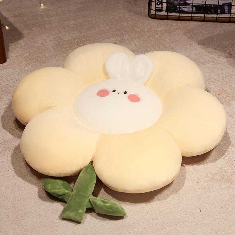 Adorable Pink Rabbit Flower Plush Pillow Soft Toy For Office Seat Cushion And Tatami Mat