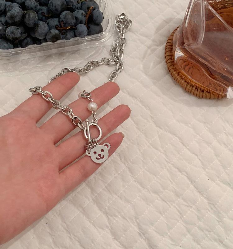 

Ожерелье с медведем женское год прилив нишевый дизайн чувство ins холодный ветер хип-хоп ключичная цепочка