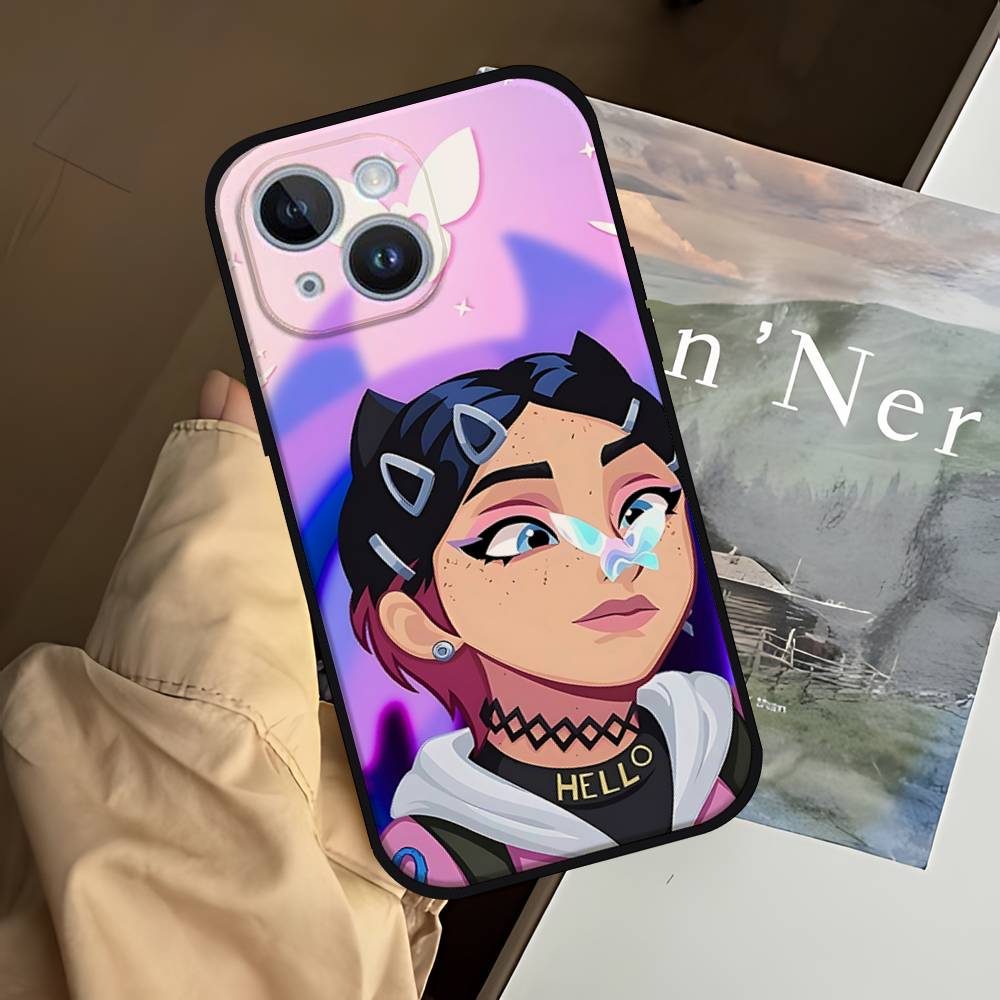 Cute C-Clove V-ValorantS Phone Case Phone Case For IPhone 17 16 15 14 13 12 11 X XR XS Plus Pro Max Mini Soft Black Cover