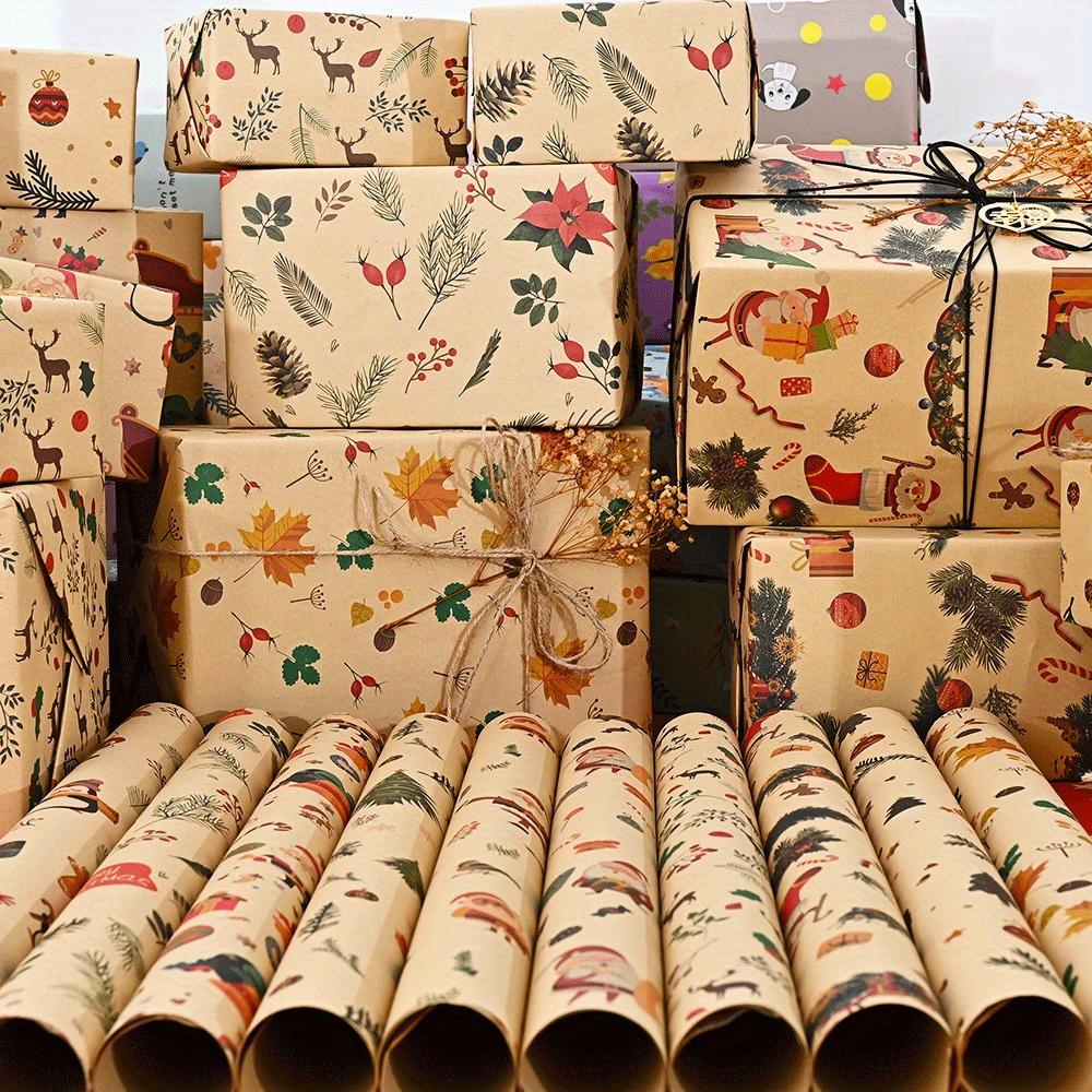 10 rolls of Christmas wrapping paper, suitable for factory use, ideal for packaging New Year gifts, birthday gifts, gift boxes