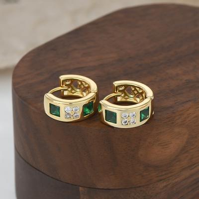 Ear Buckle Design Geometric C-Shape Earrings Delicate Shine Zircon Cute Earrings Female Buckle Fashion Jewelry Women Party Gift Accessories