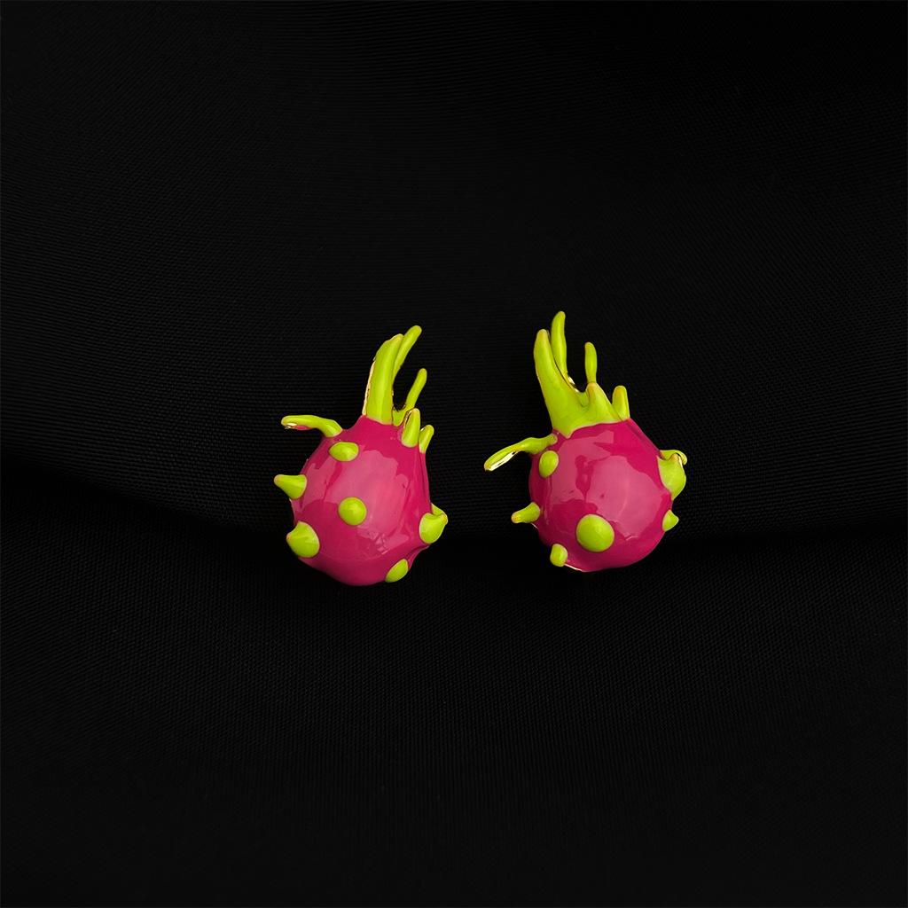 18K Gold Plated Clip-on Enamel Flower Earrings - Non-Pierced, High Color Retention