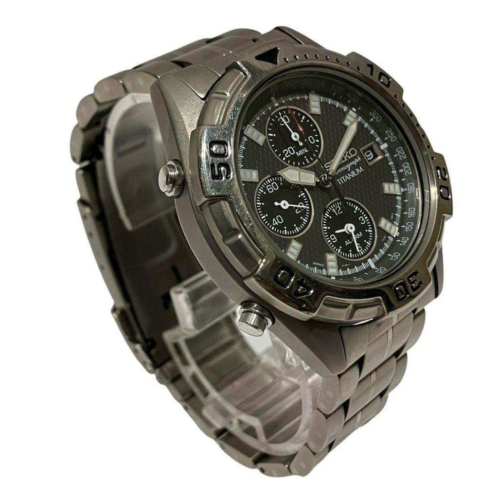 Used Seiko SEIKO watch total weight approx. 81g Titanium Titanium Quartz Gray dial 7T32-7H40 Men's