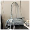 2026 Bow Lace Shoulder Bag Solid Color Casual Lady Handbag Small Square Bag PU Leather Women Armpit Bag