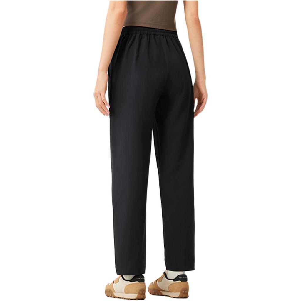 Li Ning Sports Lifestyle Series Casual Simple Solid Color Straight Leg Quick Dry Knitted Sports Pants Women Bottoms Black AYKV176-1