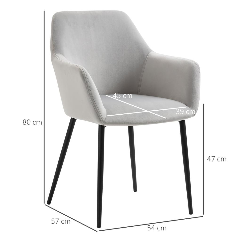 Dining Chair Set, Comfortable, 54x57x80 Cm, Light Grey