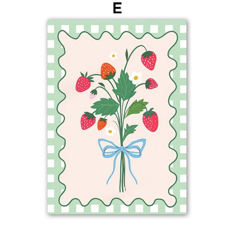 Retro Flowers Fruit Vase Gallery Colorful Funky Poster And Prints Simple Wall Art Canvas Painting Pictures For Living Room Decor