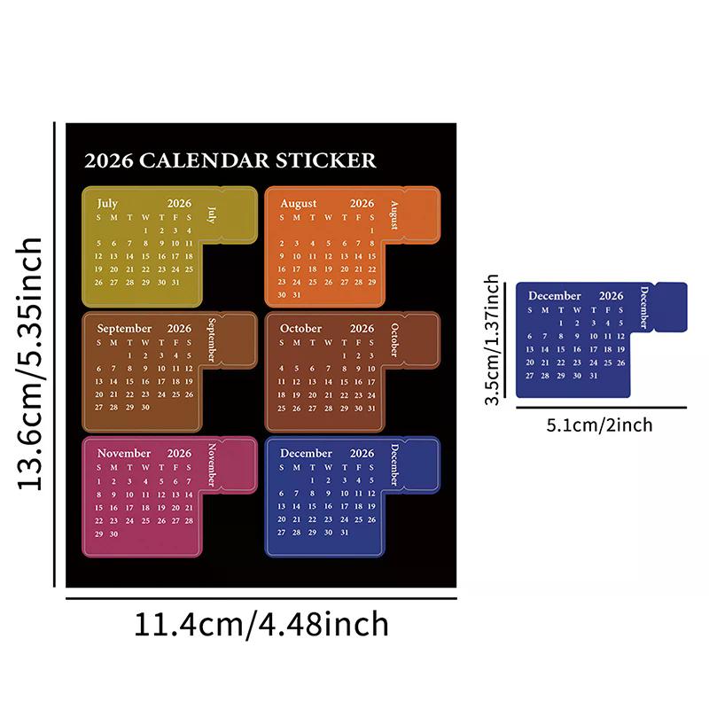 NEW DIY 2026 Calendar Stickers Multi-functional Colorful Planner Stickers Removable Durable Bookmark Office