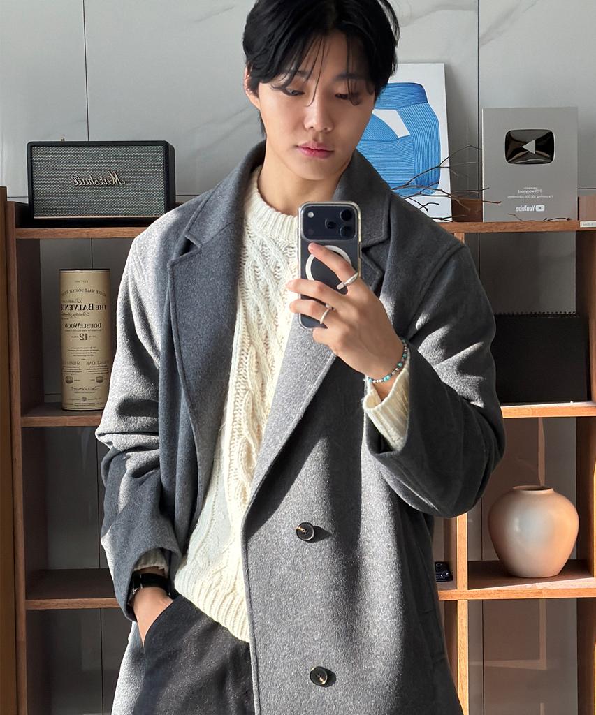 Plac Minimal Pea Coat Charcoal