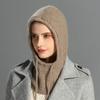 Scarf One-piece Pullover One-piece Hat with Lining Thermal Belt Drawstring Balaclava Hat Autumn and Winter Knitted Hat