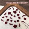 50pcs Red Rose Nail Art Charms 3d Leaves Flowers Nail Decorations Accessories For Nails Diy