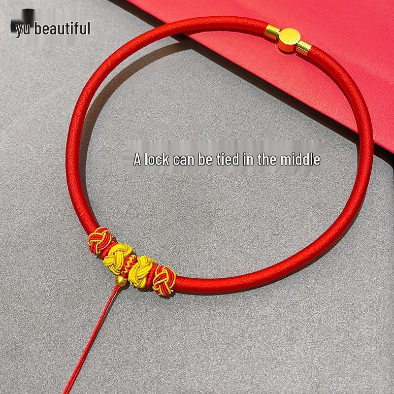 

Infant Gold-Plated Peace Lock Necklace with Red Cord - Gift for One-Year-Olds