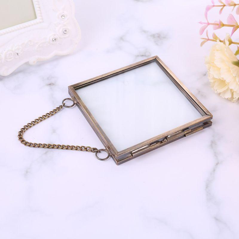 

Antique bronze gift hanging picture picture glass metal picture frame vintage holder hanging picture frames home decor gift 60x60mm фиолетовый