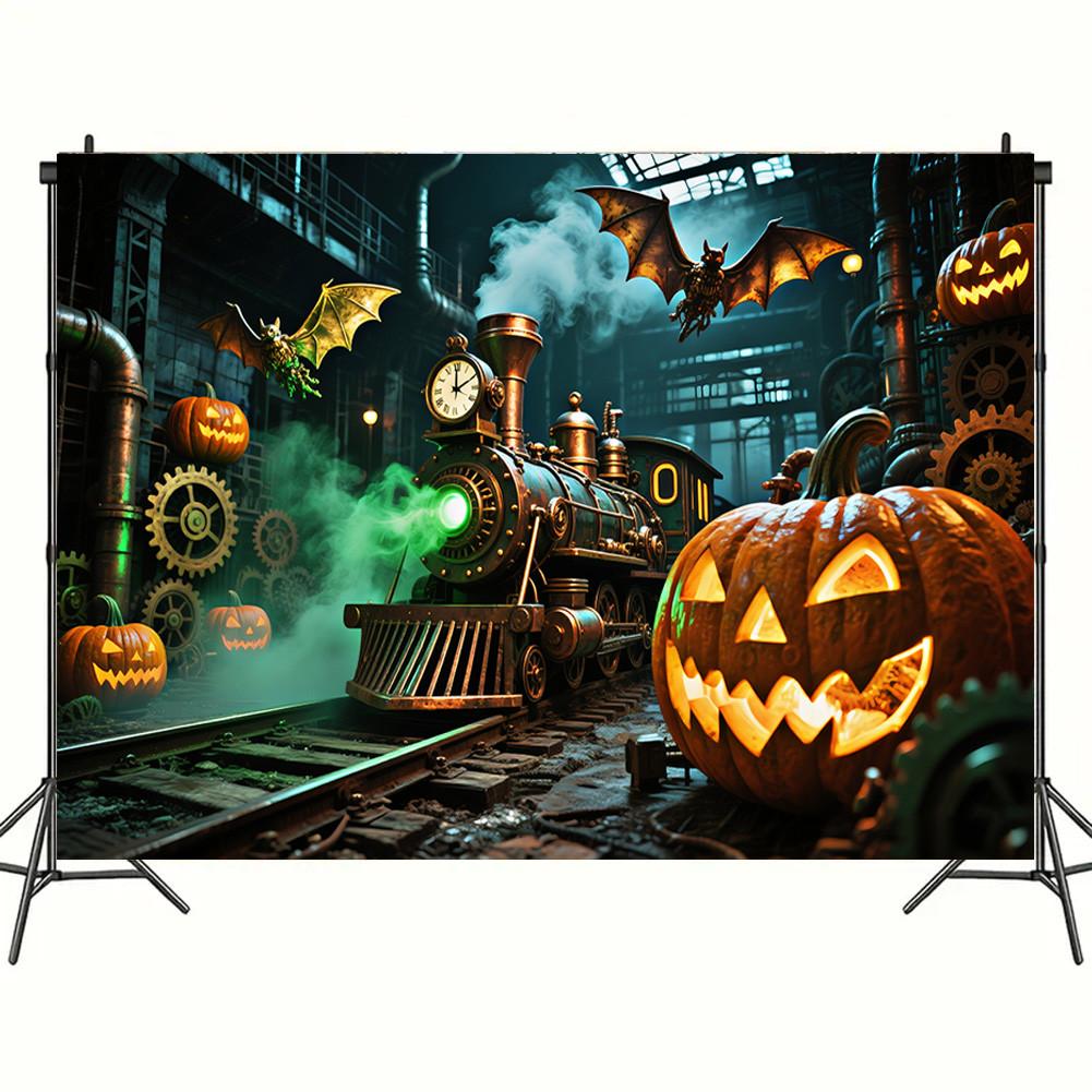 Halloween Wall Art Decor AI Spooky Pumpkin Candy House Gothic Cemetery Poster Horror Fantasy Room Decor Mystery Festive Holiday Background Painting