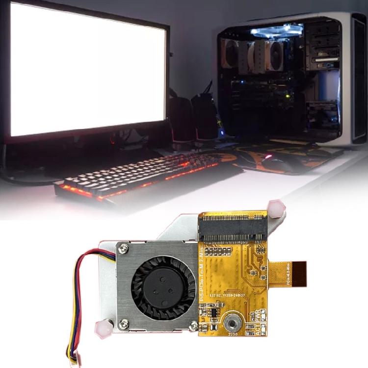 Mini Expansion Board with Active Cooling Fan For RPi5 PCIe to M.2 NVMe SSD Board