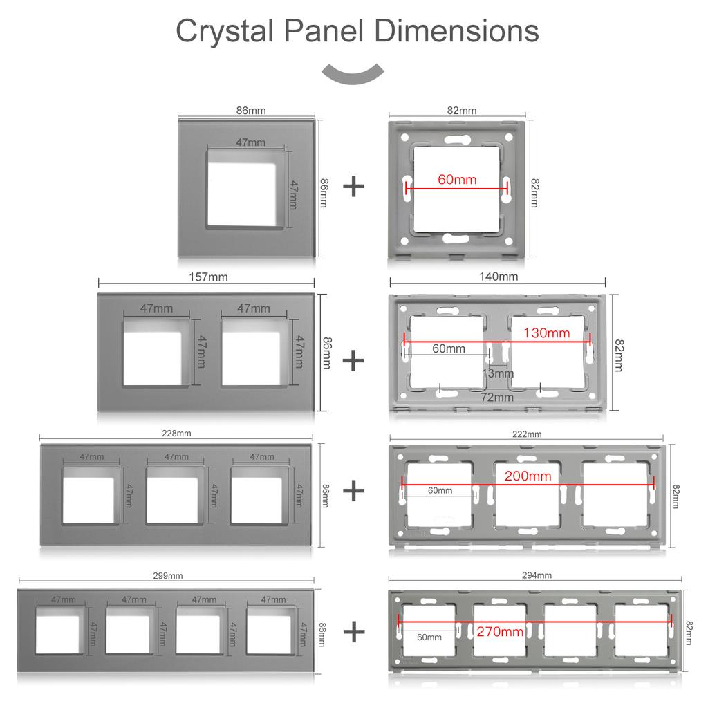 BSEED EU Standard Glass Frames TV ST CAT5/6 RJ45 HDMI USB Wall Socket Parts 1/2/3Gang Light Button Switches Free Combination
