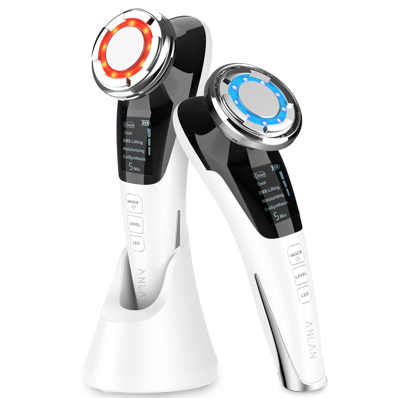 

ANLAN Facial Beauty Featured in Bijin Hyakka EMS Hot and Cold LED Facial Beauty Device for Pore Home Use Device, Magazine Lift, Care, Light, 8-in-1 білий