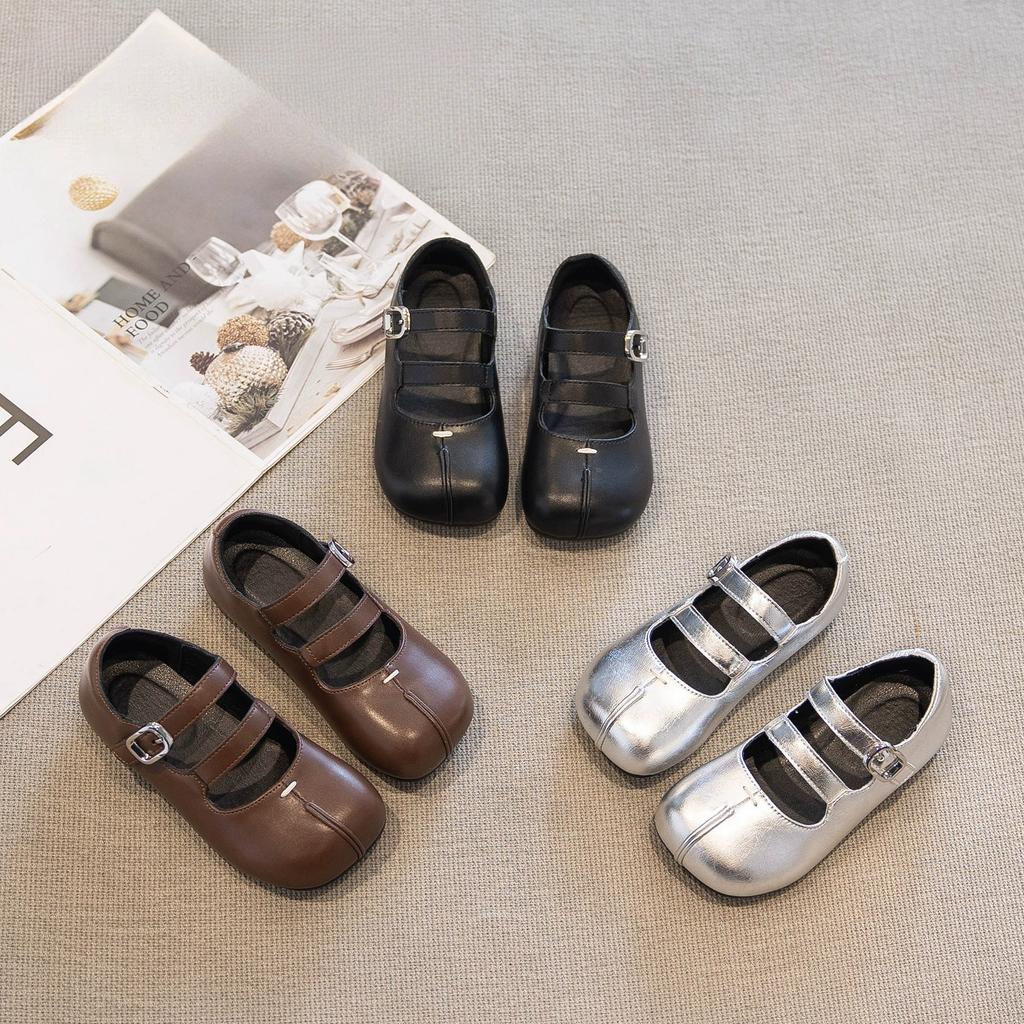 Girls small leather shoes 2025 new spring children's princess shoes soft sole silver baby girl shoes spring and autumn ballet shoes