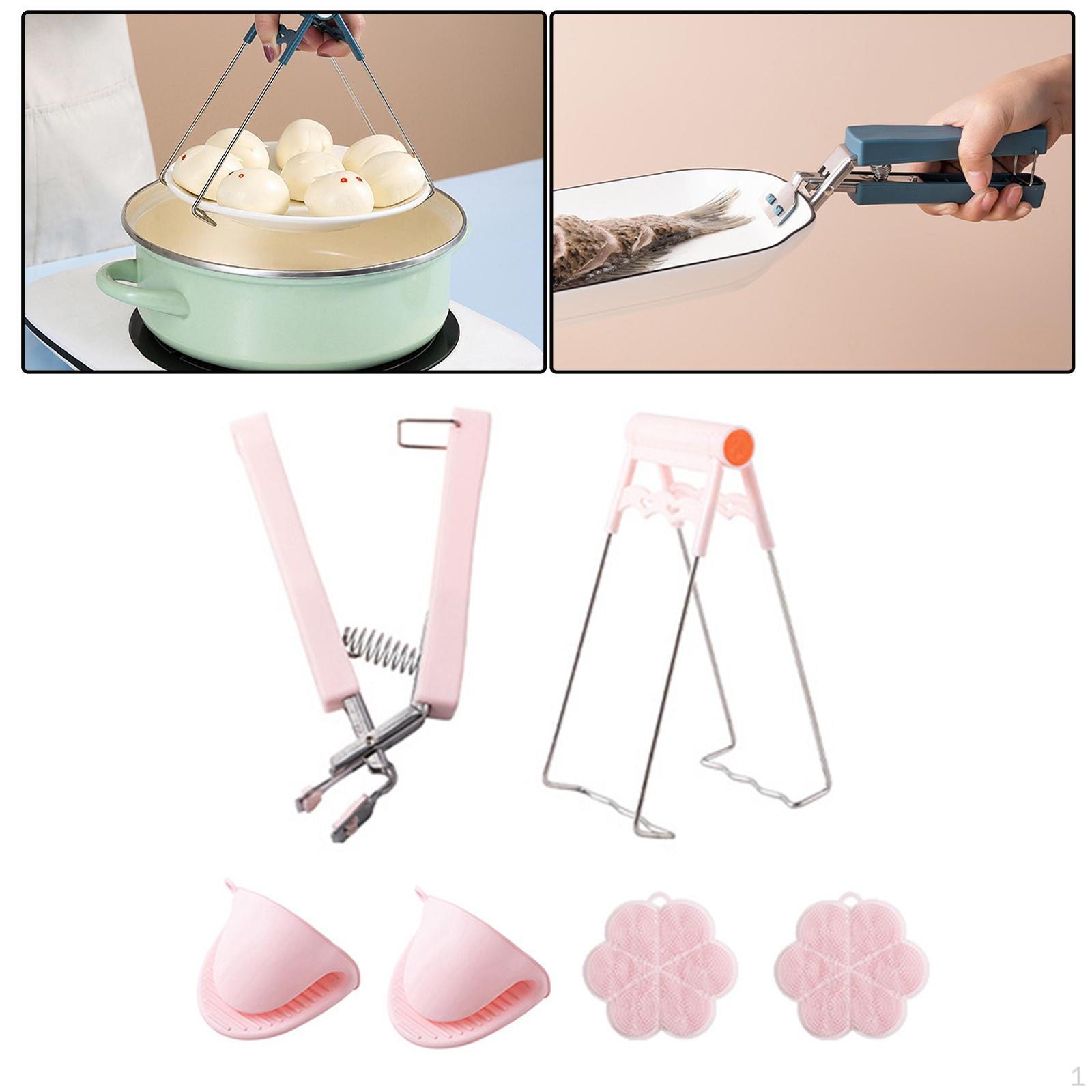 

4 силиконовых зажима для захвата чаши, устойчивый к приготовлению пищи держатель тарелки, зажим для горшка для розовый