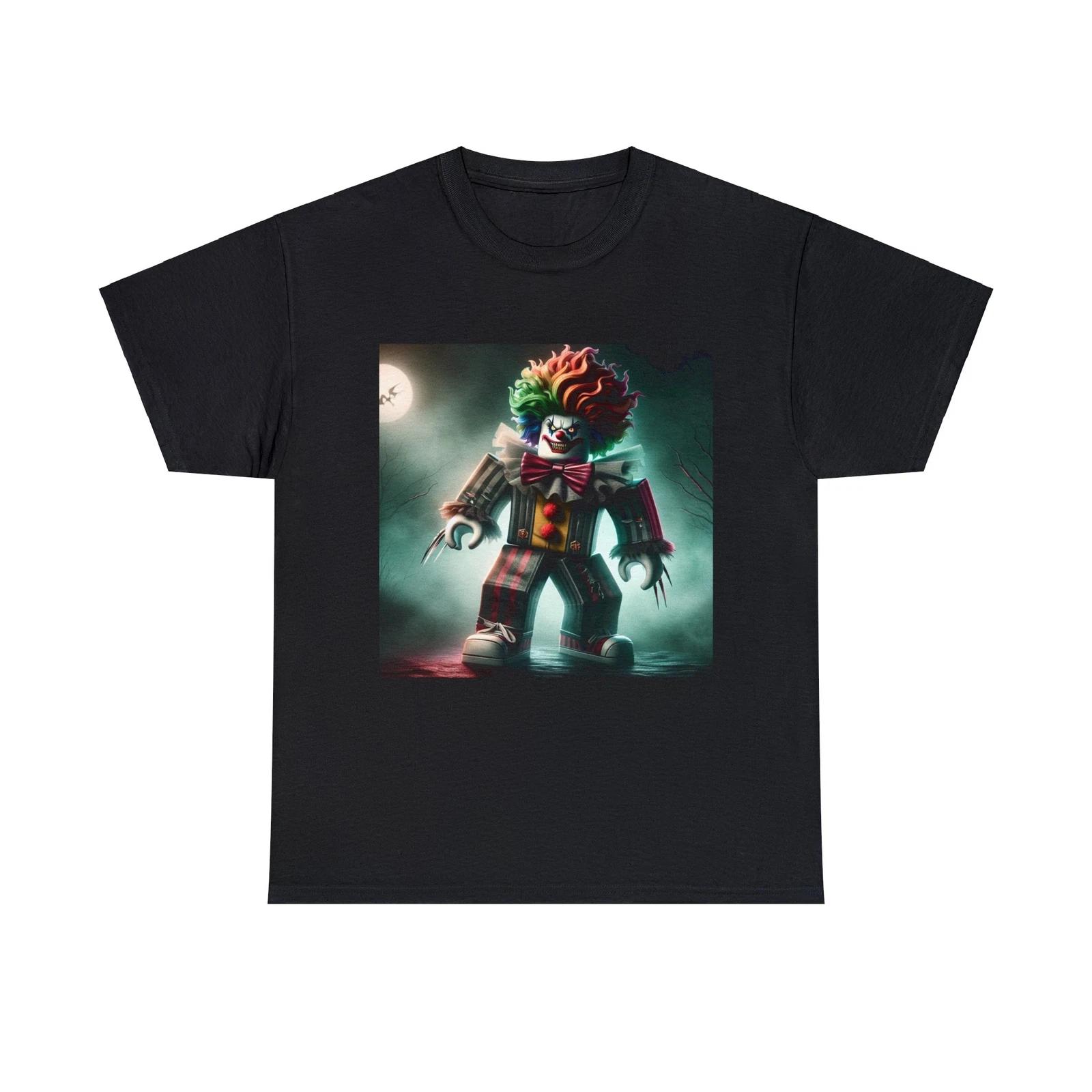 Scary Clown Gothic Horror T Shirt Unisex Adult 3D Block Video Game Style Tee 2XL