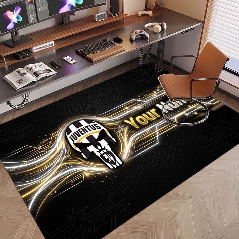 Tappeto Personalizzato Modello Juventus FC Stampa Nome Testo Morbido Antiscivolo Tappeto per Pavimento per Decorazione Interna Casa