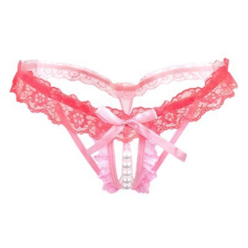 Sexy Underwear Panties Pearl Open Gear Free Panties Cute Girl Sexy Lace Thong Hollow Woman