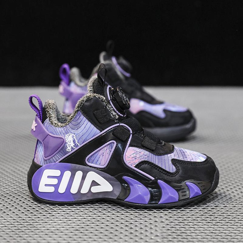Men's leather surface children's explosion primary and secondary school students running trend girls' sports shoes cotton shoes autumn and winter vel