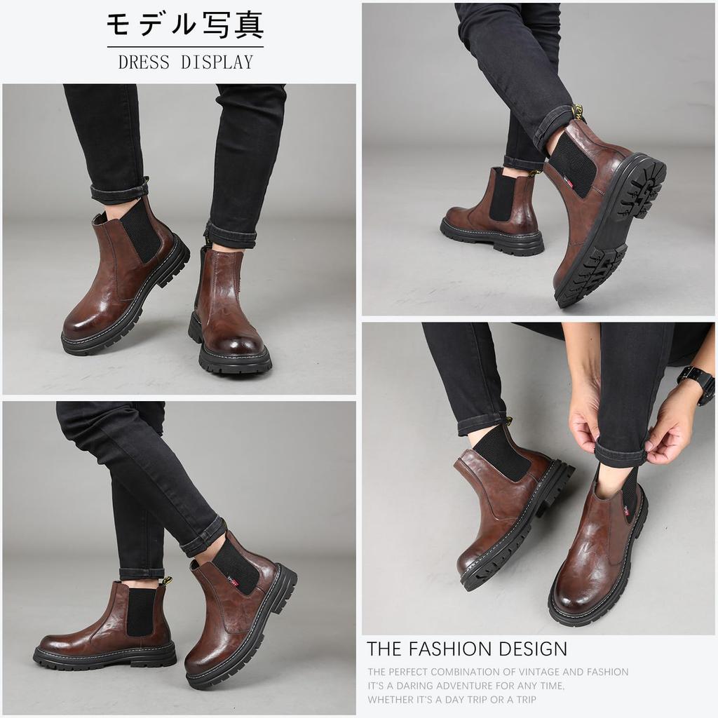 MIDIRO Genuine Leather Chelsea Boots with Side British Plus Leather Shoes for Commuting Men's Gore, Style, Water-Repellent, Sizes,