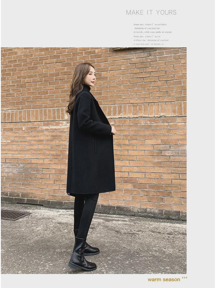 Women's Slim Fit Double-Faced Cashmere Wool Coat, 2024 High-End, Small Sizes Available