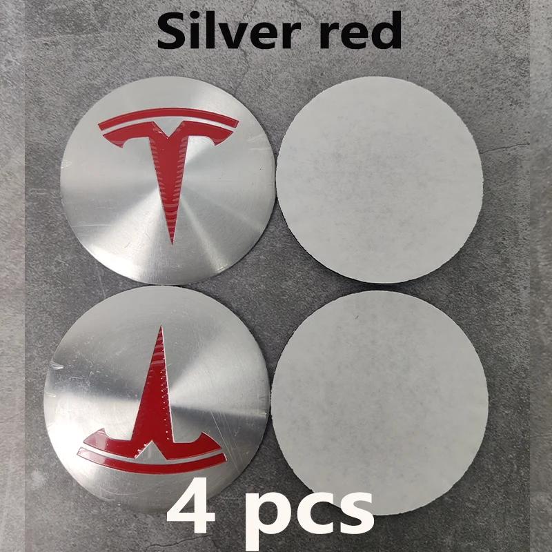 Tesla Model 3/Y/S/X 4Pcs 56mm Hub Cap Logo Stickers - Waterproof Durable Wheel Center Decals Car Protector Accessories