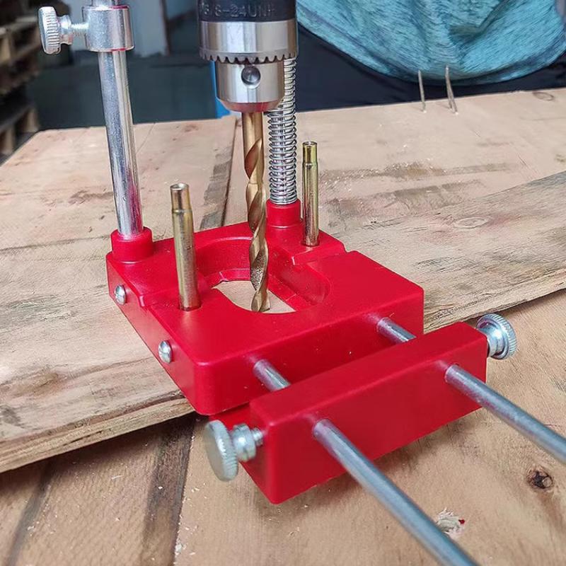 Precision Adjustable Drilling Locator Tool with Positioning Panel and Fixing Clip for Woodworking Carpentry DIY Projects