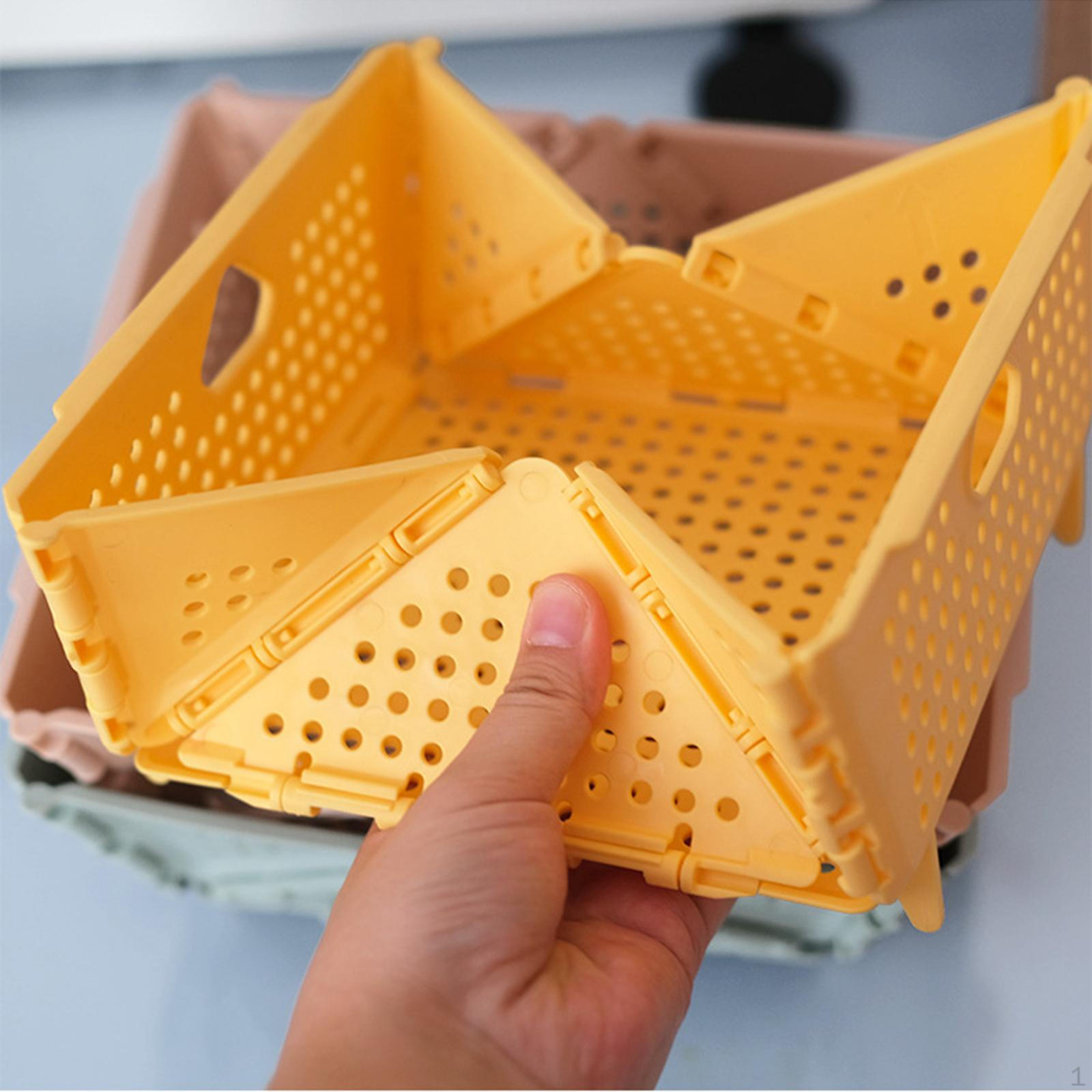 Компактная складная корзина для хранения фруктов и овощей в спальне или гостиной жёлтый