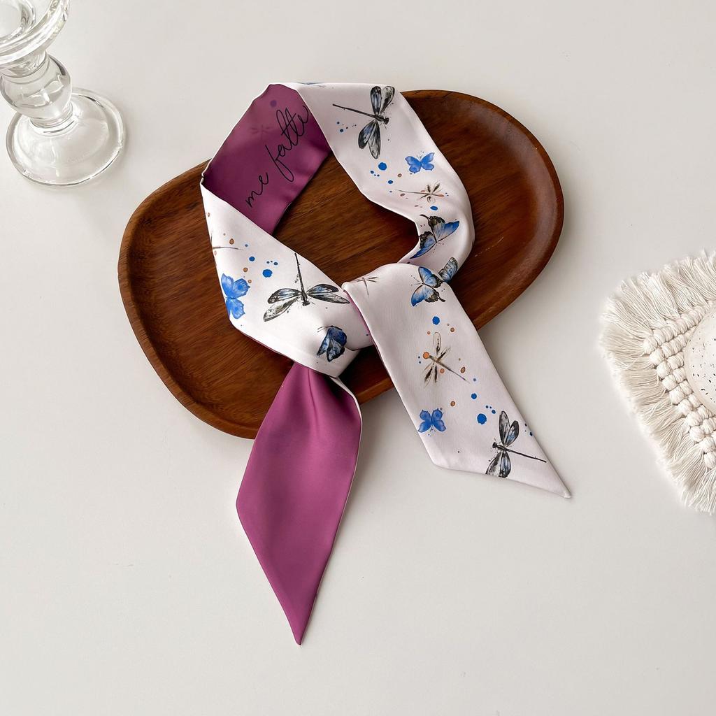 Wind Small Streamer Long Scarf Ribbon Tie Bag Versatile Decorative Headband Printed Scarf with Hand Scarf