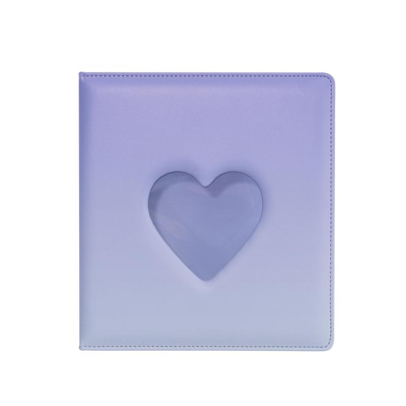 Sweet Macaron Gradient A5 Binder Heart Cutout 3-Ring Loose-Leaf Album, Cute Card Holder for K-Pop Idol Photo Cards Collection
