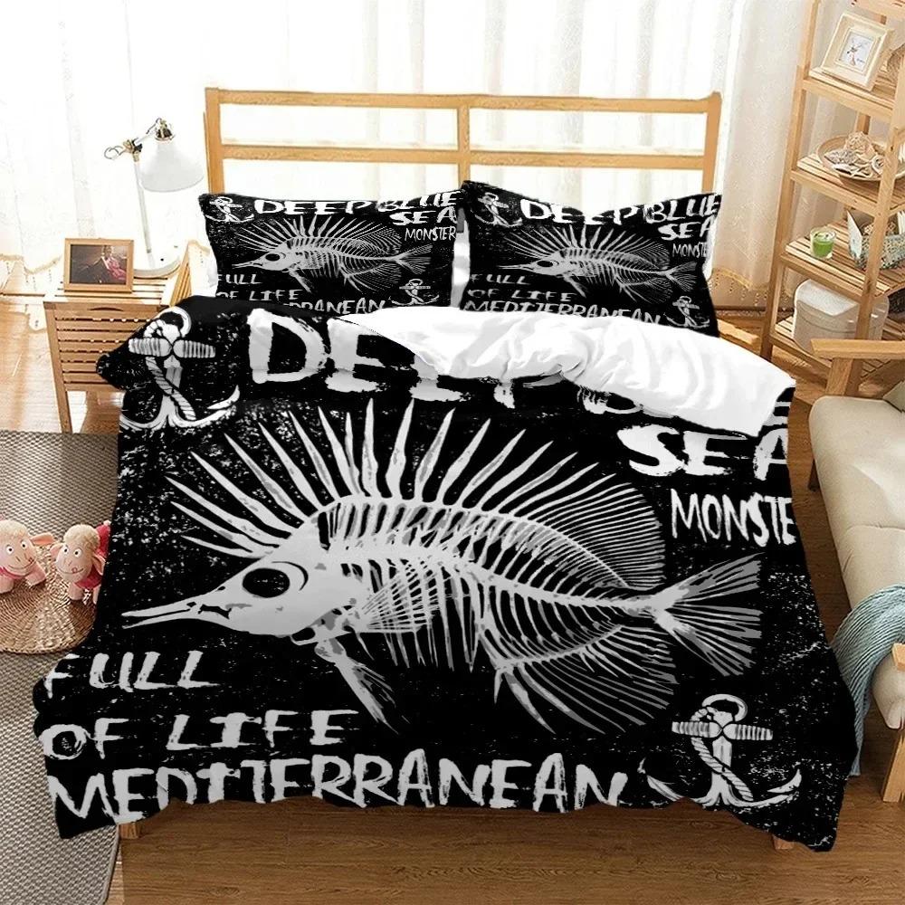 Mysteriöse Schwarze Skelett Digitaldruck Polyester Bettwäsche-Sets Kind Kinder Bezüge Jungen Bettwäsche-Set für Teenager Bettlaken-Set