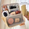 Large Capacity Women's Portable Vertical Cosmetic Bag with Multilayer Storage for Skincare and Travel