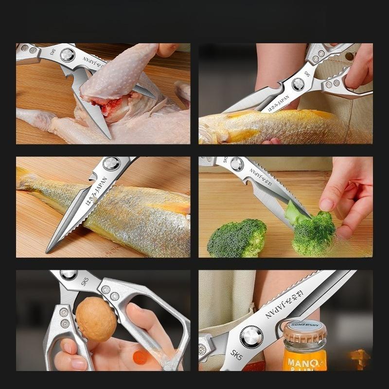 Japanese Kitchen Scissors Household Black Titanium Stainless Steel Multi-functional Scissors for Chicken Bones and Fish Killing
