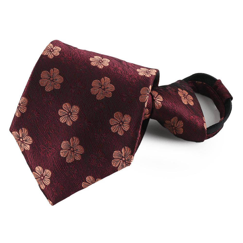 Lazy Tie Men'S Business Dress Wedding Shirt Zipper Knot-Free Navy Blue Burgundy Easily Pulled Men