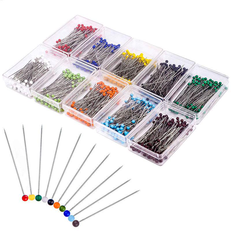 

New 1000 Pieces Sewing Pins 38mm Glass Ball Head Pins for Dressmaking Jewelry Components Flower Decoration with Transparent Case