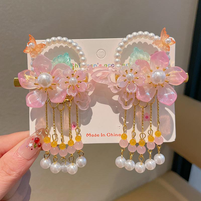 Chinese Style Hanfu Hairpin Set for Girls - Includes Hair Clips, Swaying Tassels, and Butterfly Accessories