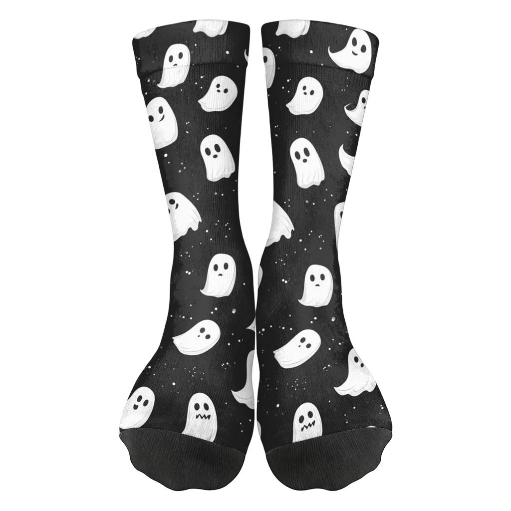 Unisex Breathable Mid-Calf Socks Halloween Patterned Comfortable Stretch Crew Socks Suitable for Daily Wear and Seasonal Use