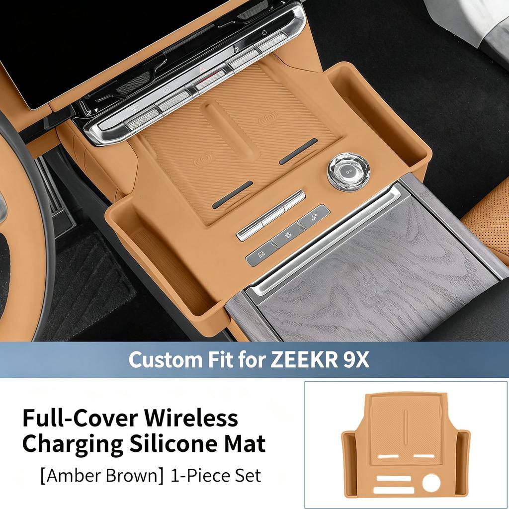 FOR ZEEKR 9X Wire Charging Silicone Mat Center Console Anti-Slip Protection Pad Storage Pocket Interior Accessories Modification