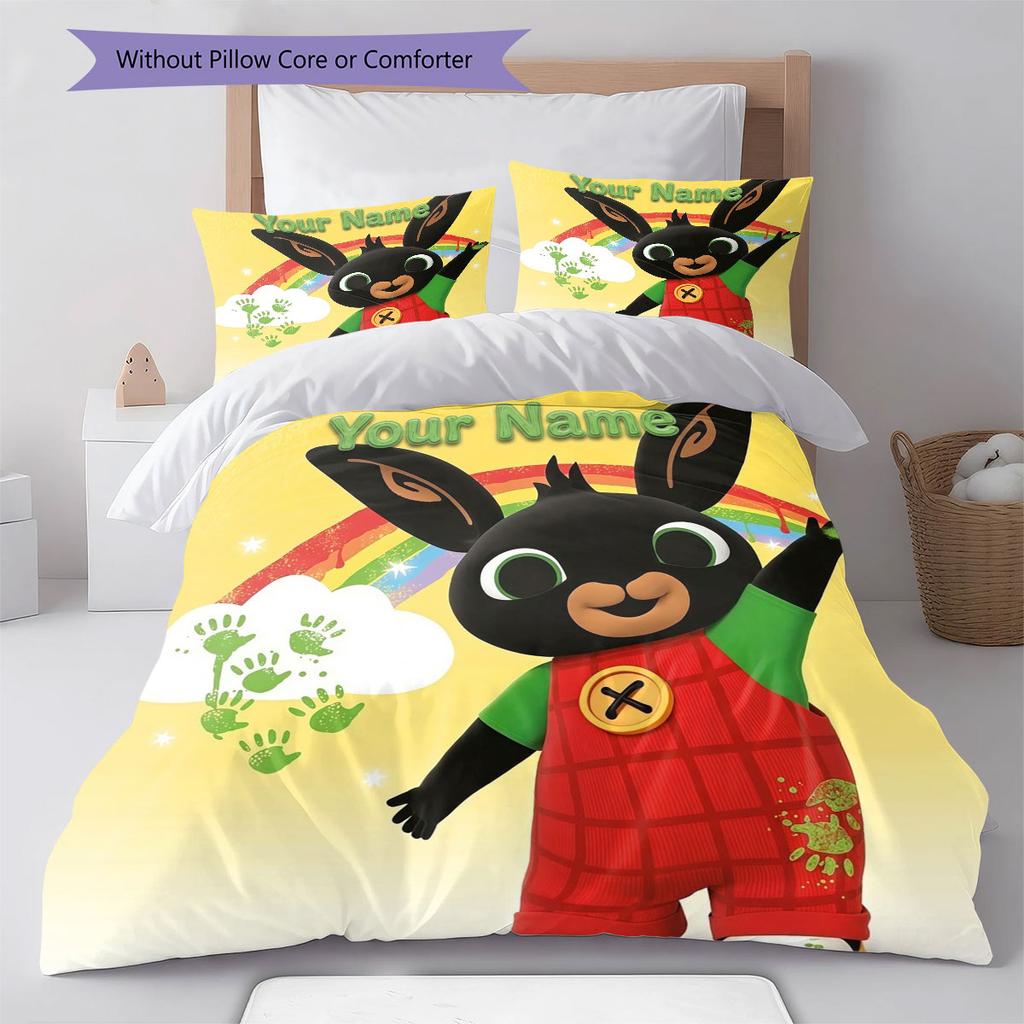 Bing Custom Name Pattern Bedding,Quilt Set Quilt Cover Pillowcase Home Birthday Gift(1 * duvet cover + 2 * pillowcase, without core)