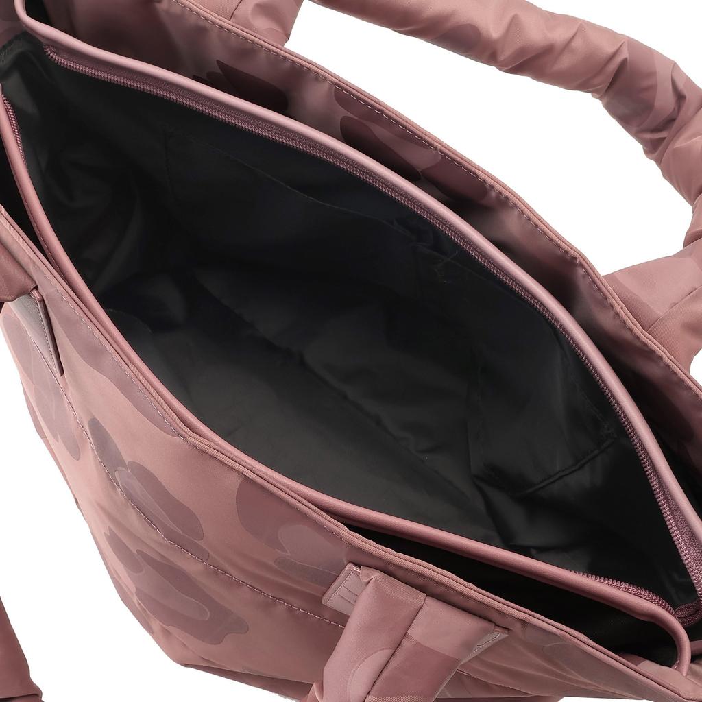 Pinky and Diane Tote Original Leopard Pattern Nylon Synthetic Leather A4 Storage Shoulder Strap Multiple Pockets Zipper Closure Lightweight Adult